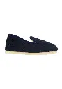 Chaussons unis mixtes en laine semelle feutre bleu marine