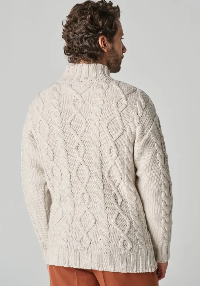 Pull irlandais pour homme en mérinos couleur beige écru