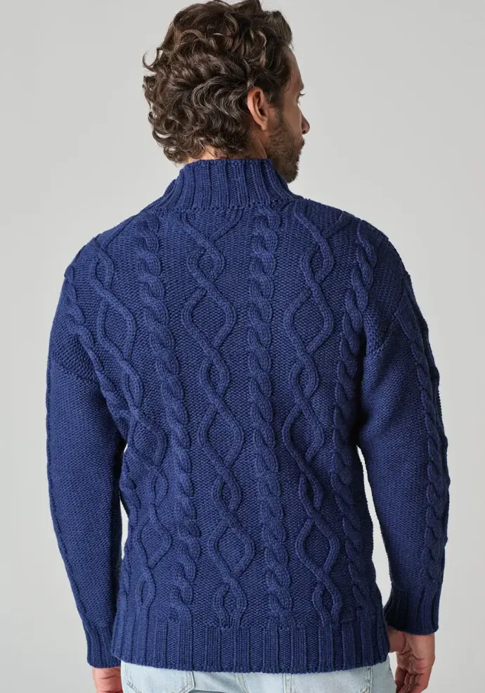 Pull irlandais pour homme en mérinos couleur bleu marine