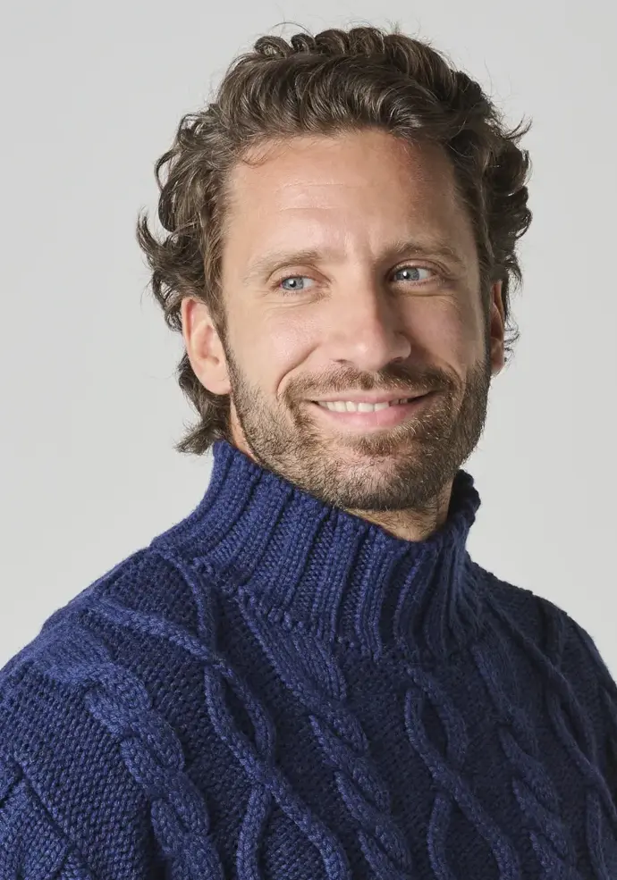 Pull irlandais pour homme en mérinos col montant