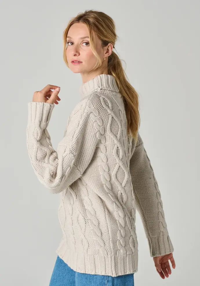 Pull col roulé en laine femme