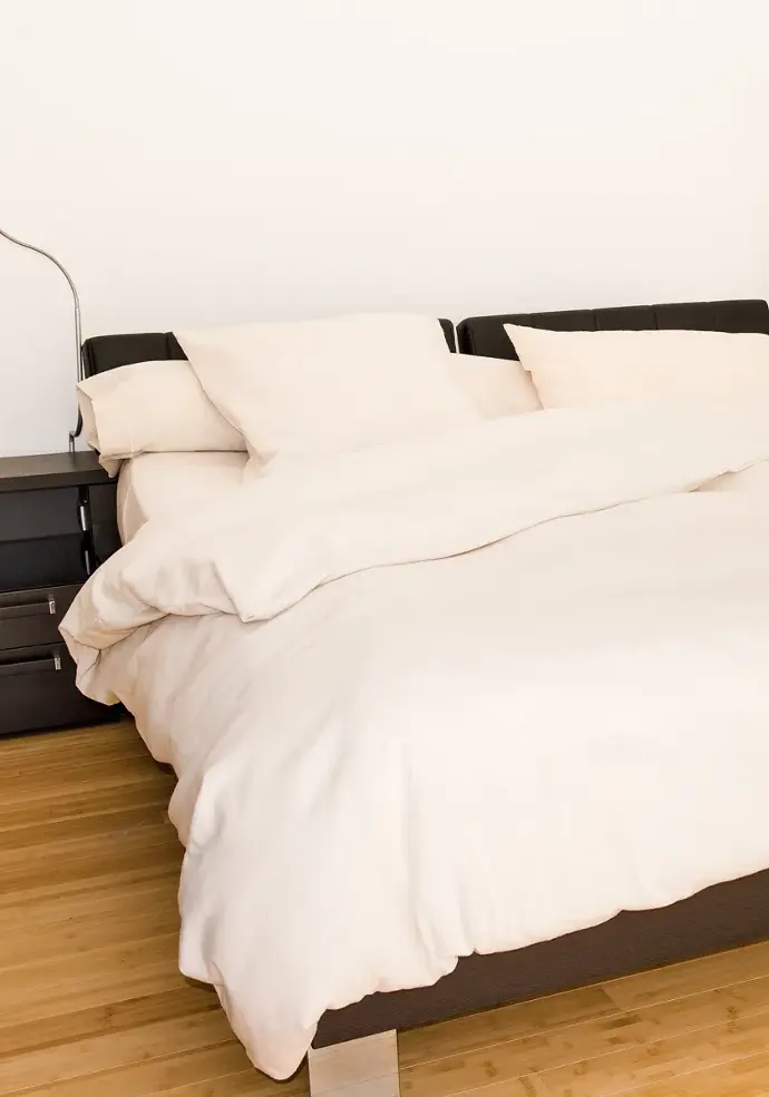 Drap plat en flanelle de coton couleur écru