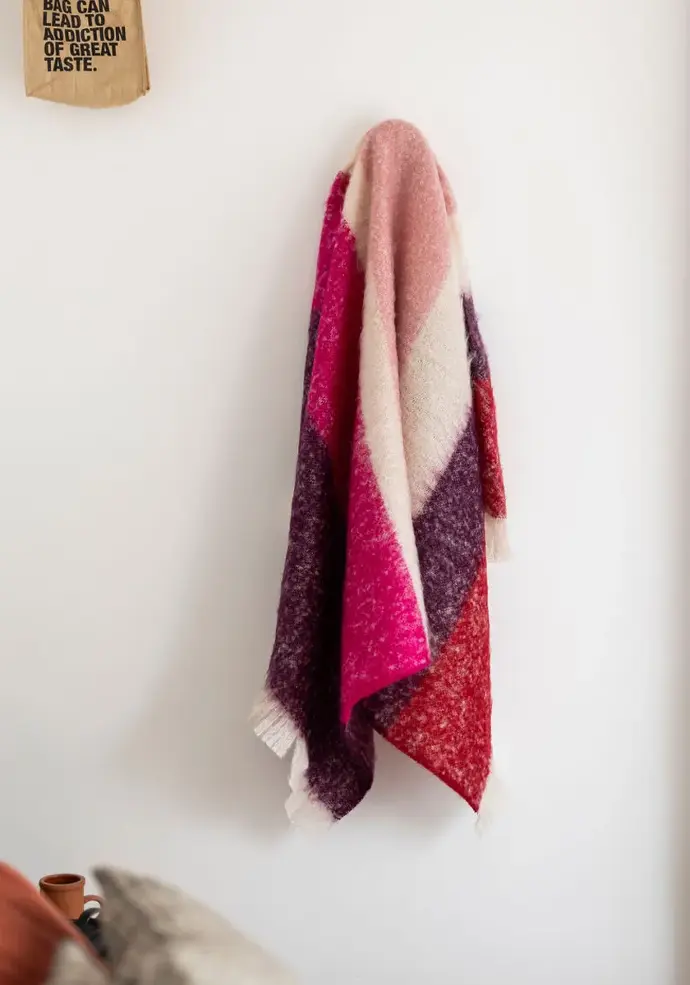 Plaid en 100% mohair rayé made in France
