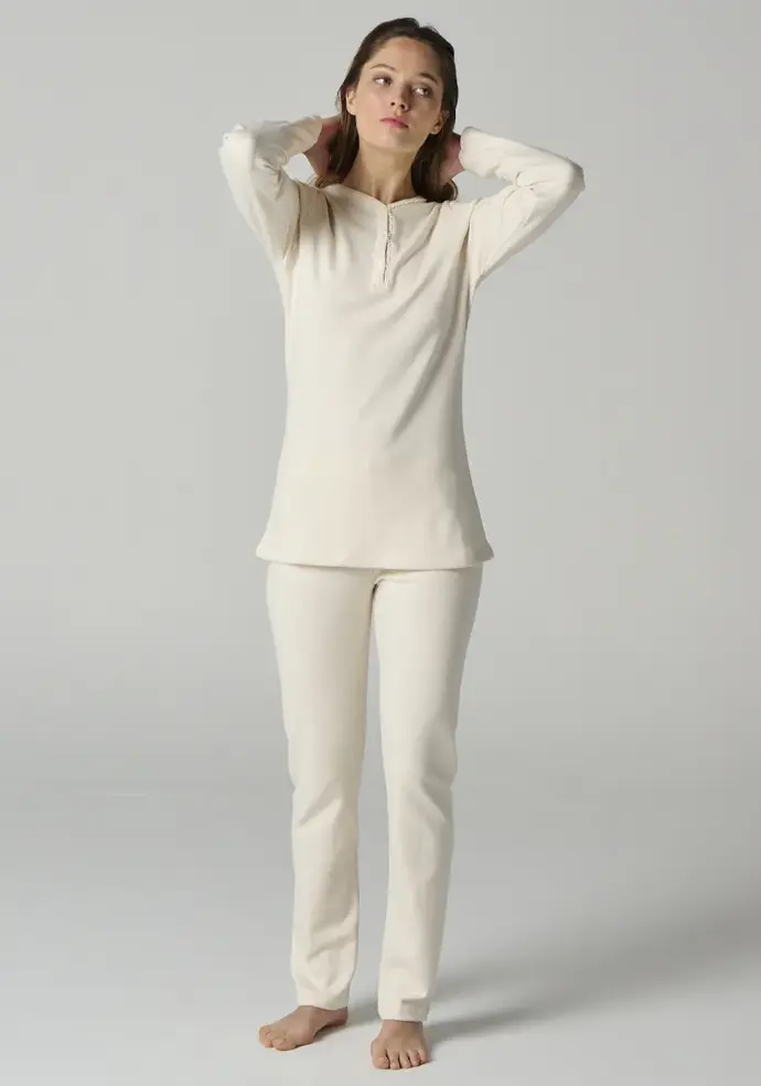 Pack pyjama coton bio femme & homme couleur écru