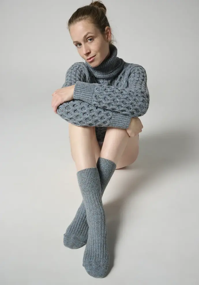 Chaussettes chaudes femme en laine et yack