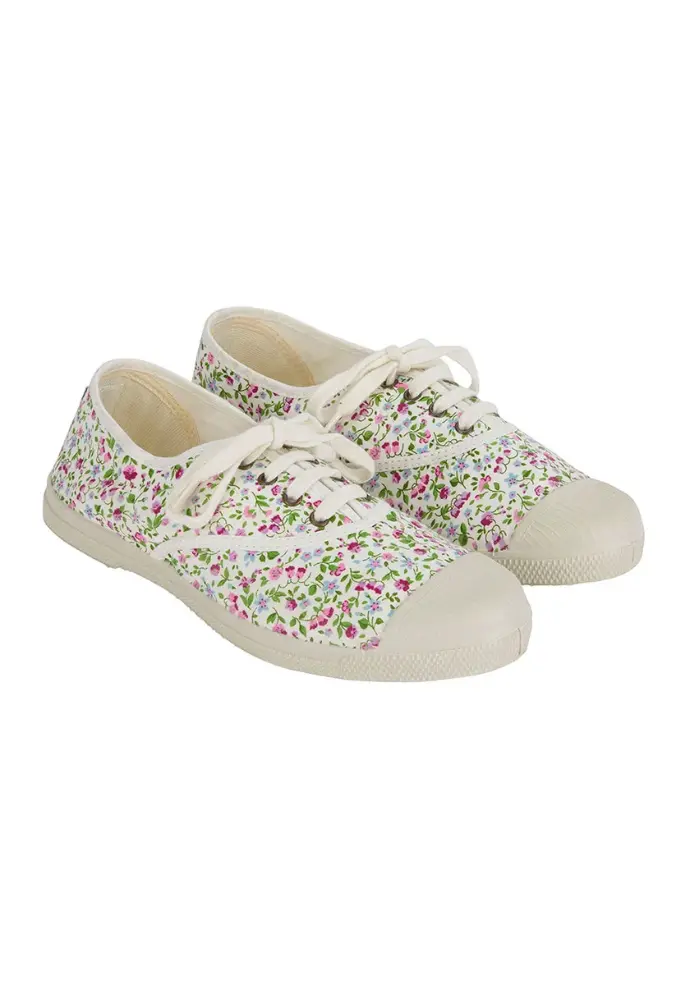 Tennis femme fleuries en toile de coton bio 100% durables