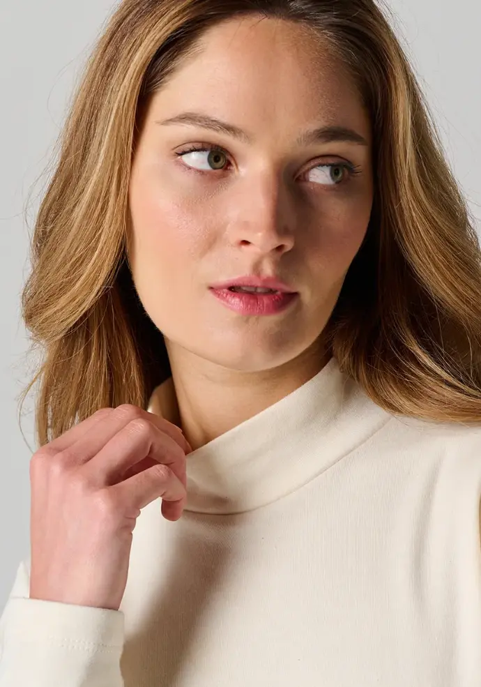 Sous-pull col montant femme 100% coton bio couleur écru