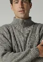 Gilet zippé pour homme en laine et soie col montant