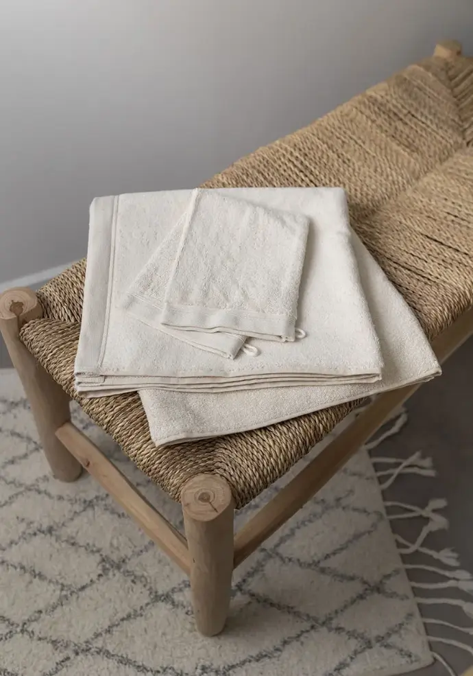 Draps de bain éponge coton bio couleur écru