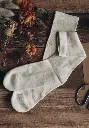 Chaussettes en coton fine fleur mixtes couleur écru
