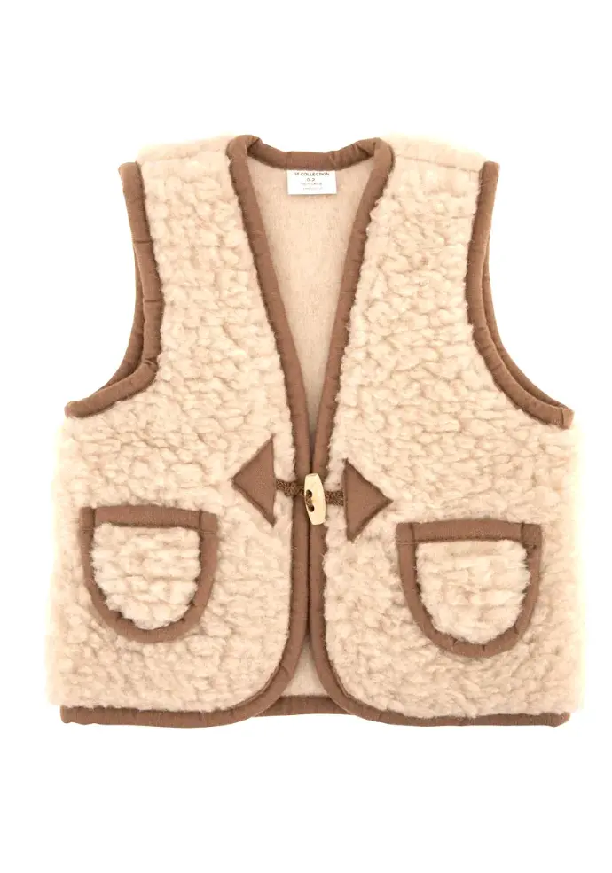 Gilet de berger pour enfant en laine couleur écru naturel