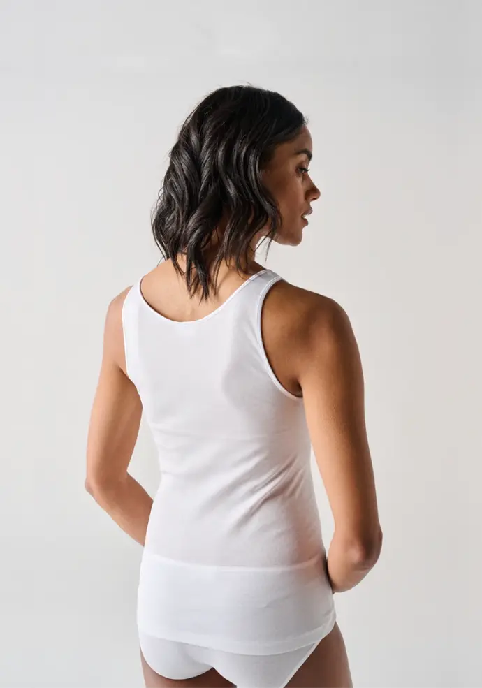 Débardeur pour femme en fil d´Ecosse couleur blanc