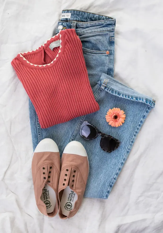 Look t-shirt femme en coton biologique rose