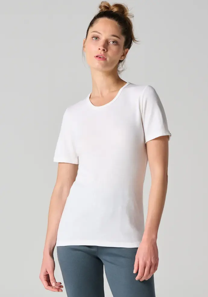 T-shirt femme manches courtes couleur écru