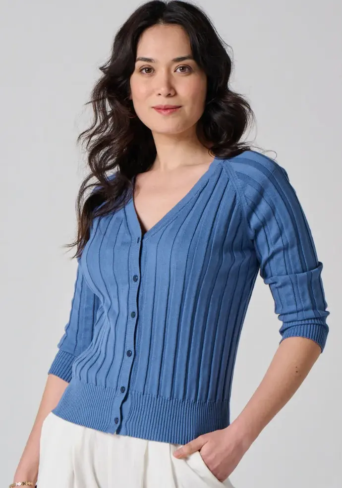 Gilet femme en coton bio couleur bleu