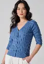 Gilet femme en coton bio couleur bleu