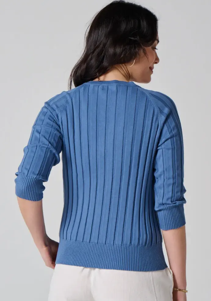Gilet femme en coton biologique tricoté en côtes