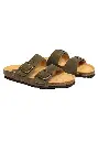 Sandales femme en cuir double brides couleur kaki