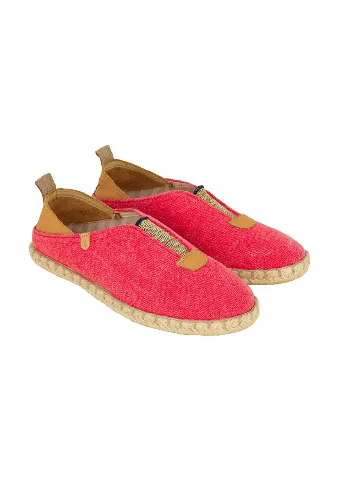 Chaussures femme en toile avec élastique d'aisance couleur rouge