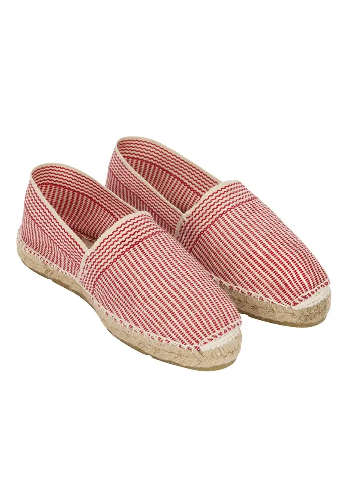 Espadrilles basques à rayures femme couleur rouge