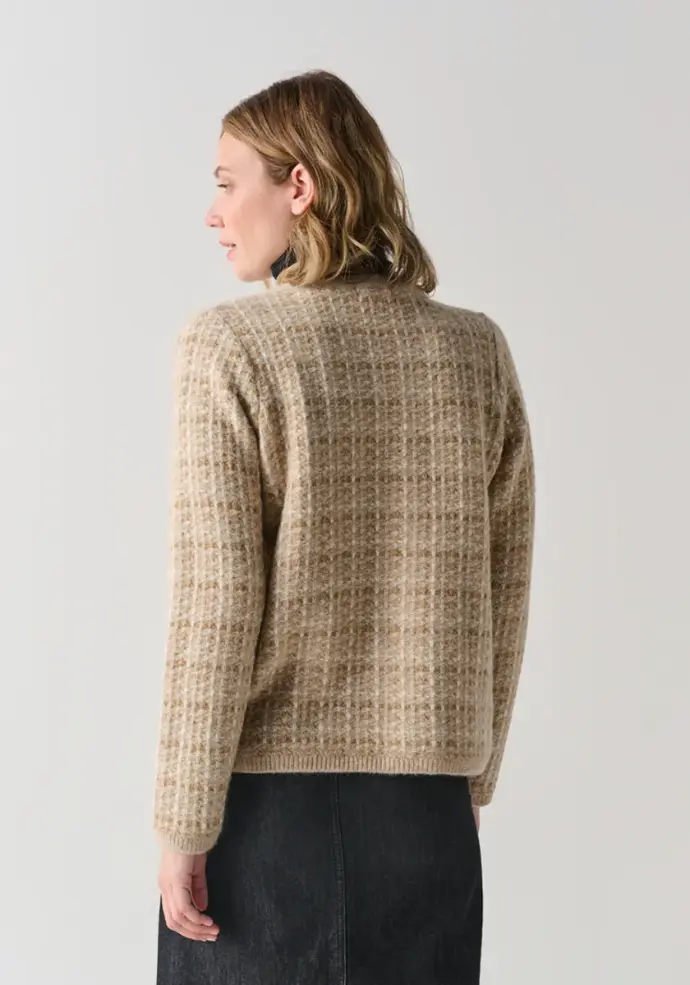 Veste tweed femme en laine et alpaga couleur beige