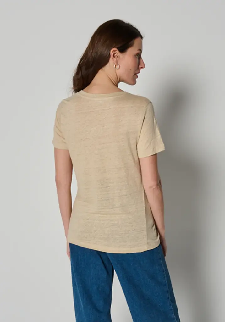 T-shirt lin pour femme couleur beige