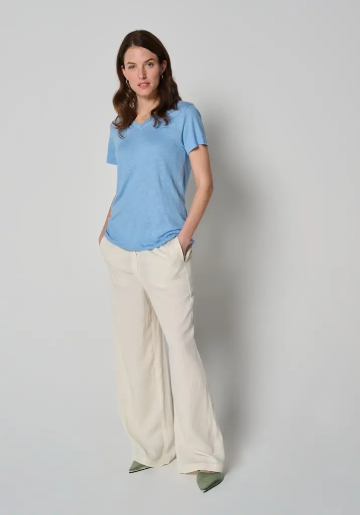 Haut femme en lin couleur bleu