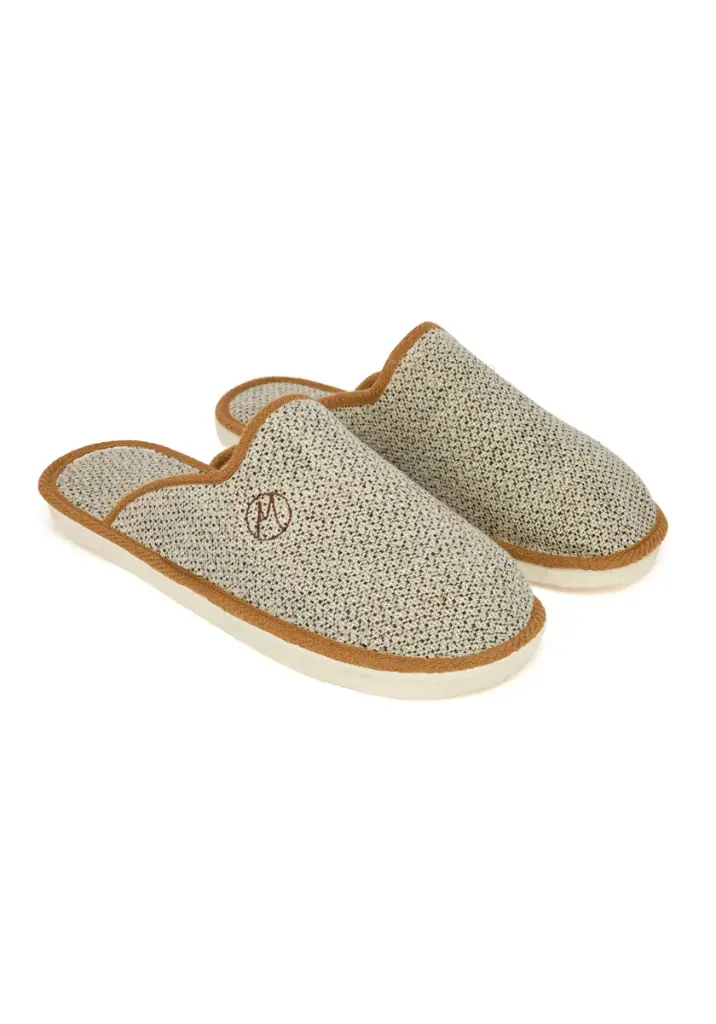 Chaussons homme en lin avec coussinet au talon
