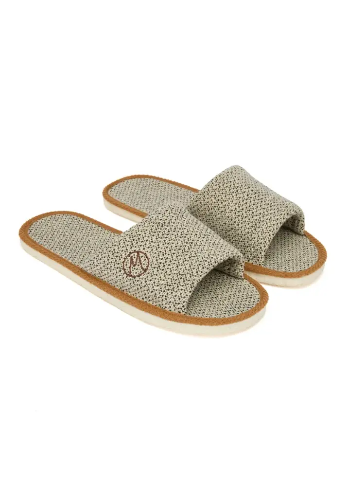 mules femme en lin bout ouvert
