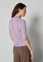 Pull femme manches courtes en mohair et soie couleur parme