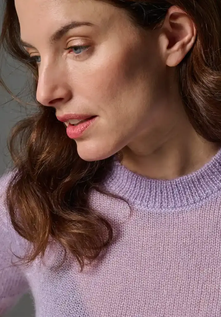 Pull femme manches courtes laine et soie