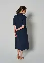 Robe chemise longue en coton Pima bleu marine