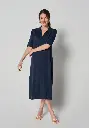 Robe chemise longue en coton Pima col boutonné
