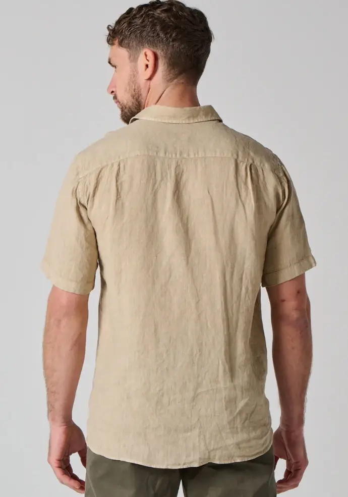 Chemise lin homme manches courtes forme liquette
