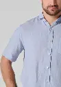 Chemise lin homme manches courtes couleur bleu