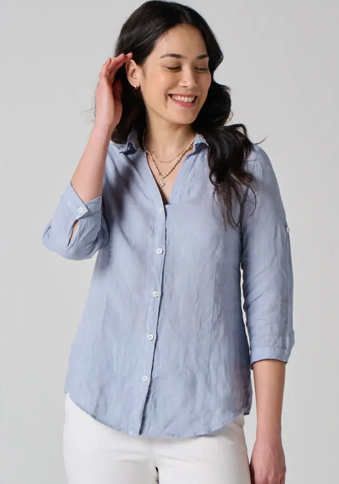 Chemise femme en lin manches 3/4 forme liquette
