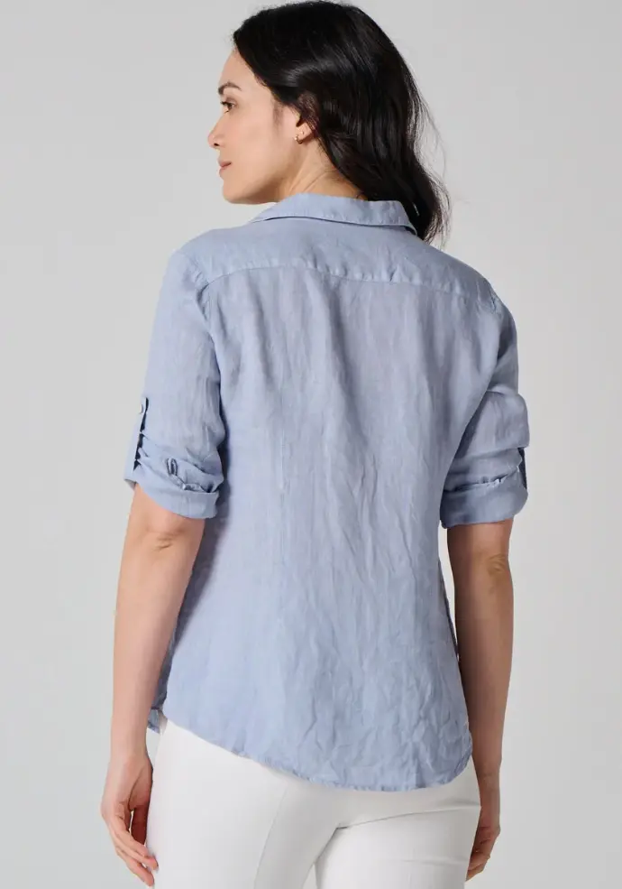 Chemise femme en lin manches 3/4 coupe confort