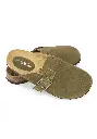 Sabots mixtes en cuir couleur kaki