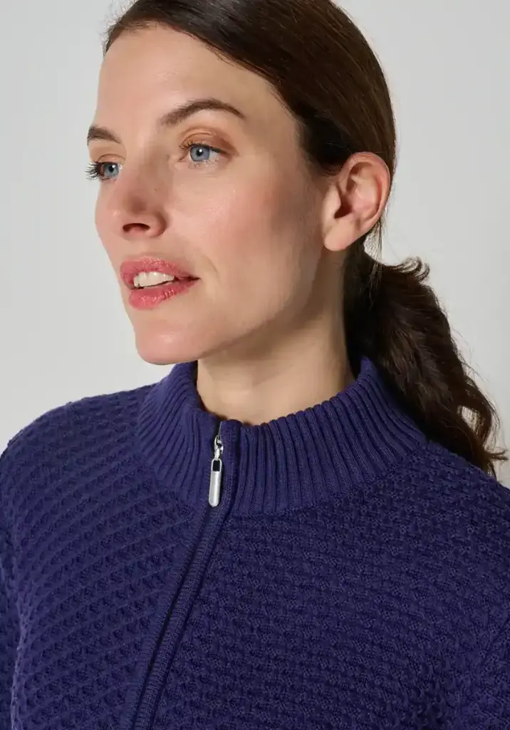 Cardigan zippé col montant femme coton biologique
