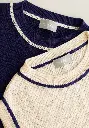 Twin-set en coton biologique femme avec top écru ou bleu violet