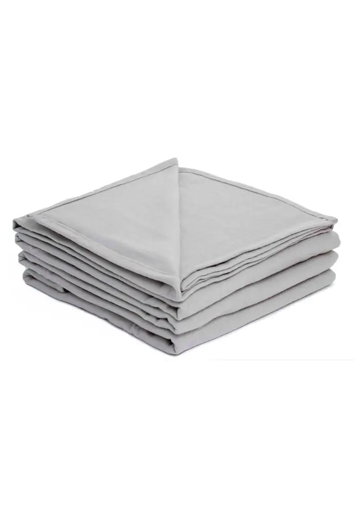 Couverture d'été 100% coton fabrication française couleur gris clair