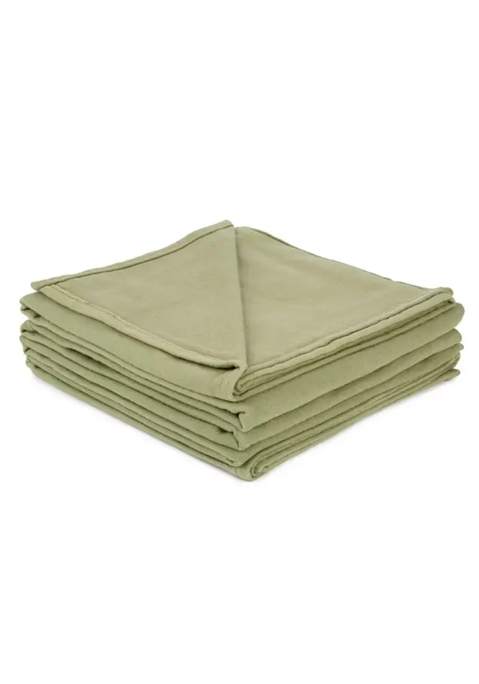 Couverture d'été 100% coton fabrication française couleur vert olive
