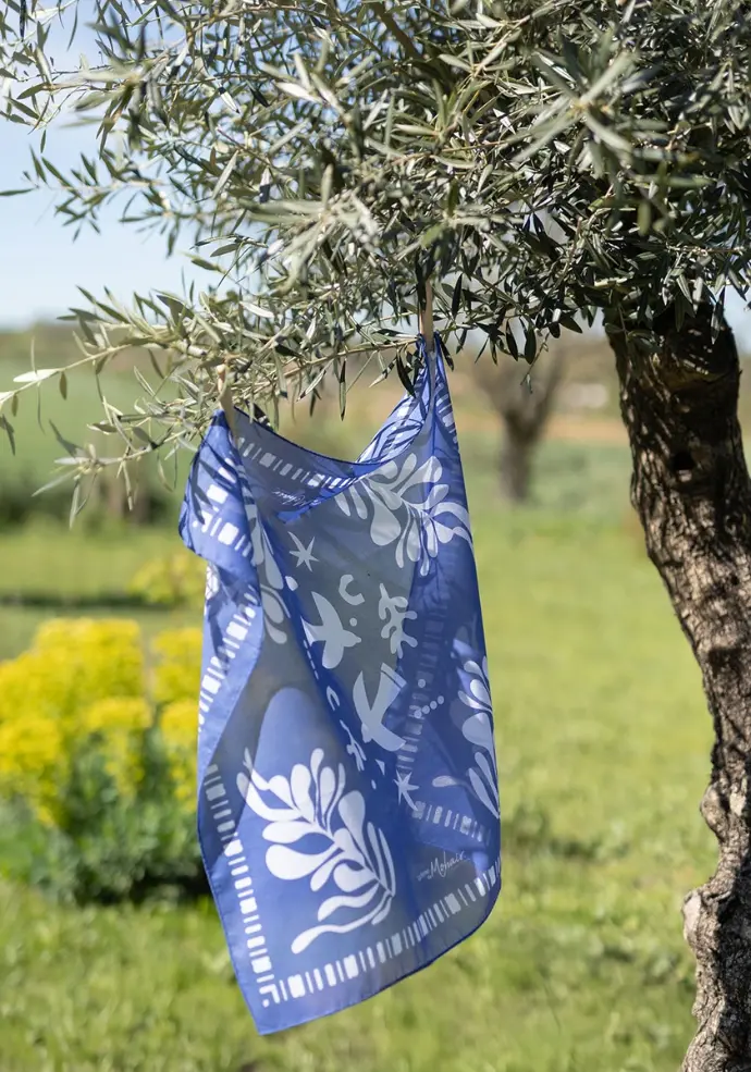 Foulard carré en voile de coton création Ferme du Mohair