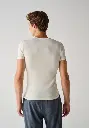 T-shirt chaud homme manches courtes col rond laine soie coton couleur écru