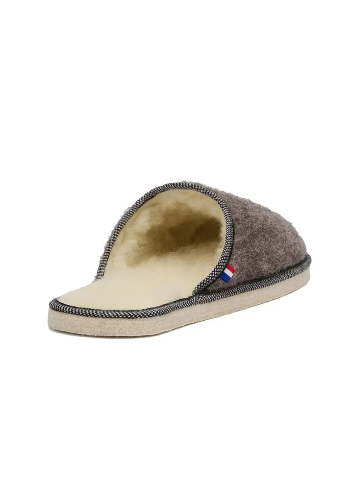 Mules homme en mohair et alpaga semelle feutre fourrées laine chaude