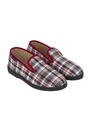 Pantoufles homme forme charentaises ecossais bordeaux semelle antiglisse fabrication francaise
