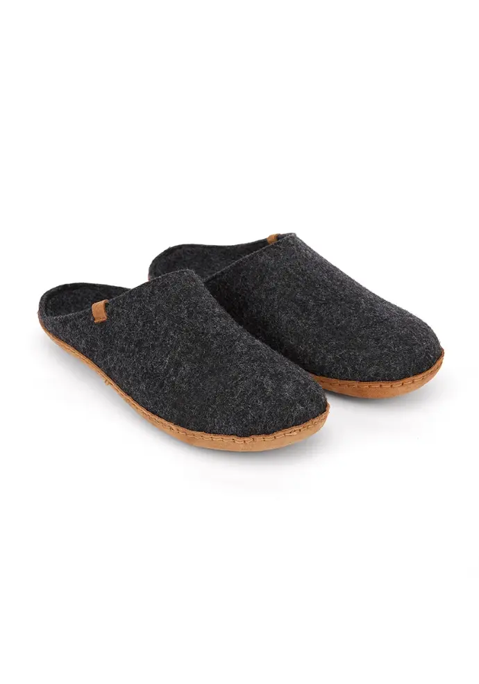 Mules homme en laine non fourrées couleur gris anthracite
