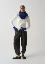 Snood femme en laine mohair couleur bleu marine