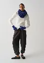 Snood femme en laine mohair couleur bleu marine