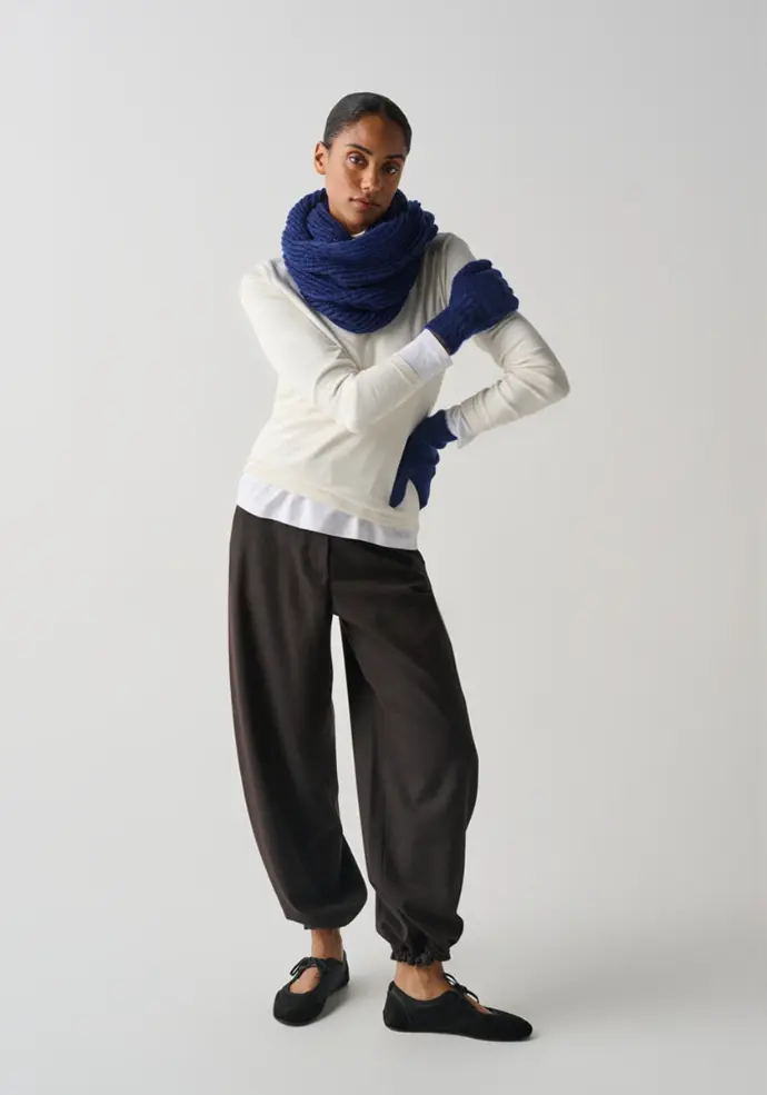 Gants femme mohair de chevreau couleur bleu marine